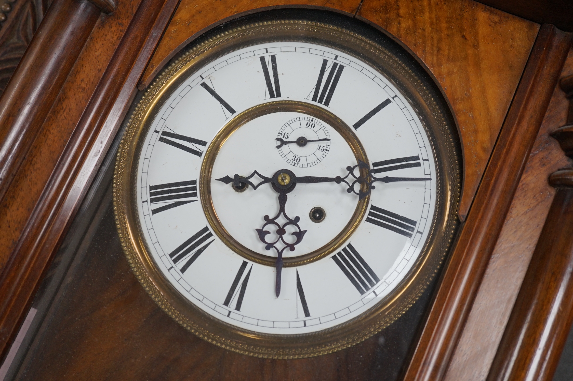 An early 20th century Vienna regulator wall clock, height 118cm
